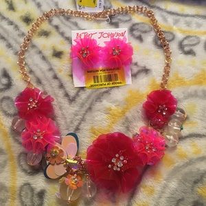 Betsey Johnson hot pink and gold floral set